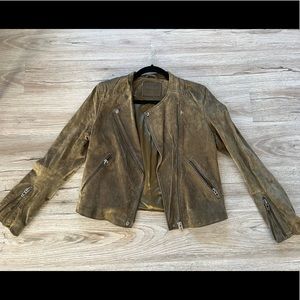 Blank NYC suede Moto jacket with zipper details